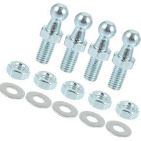 Motoforti Universal Car Strut Ball Long Shank, Gas Spring End Fitting Connector with Hardware Lock Nuts Washers,10mm M8 x 1.25 Thread 1/2",Metal,Silver Tone