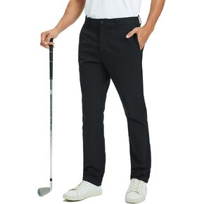 Rouen Golf Pants Men 8 Pockets Water Resistant Flat Front - 30"/32"/34" Chino Dress Pants Lightweight Stretch Casual Trousers