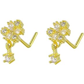 2pcs 20g cz خواتم الأنف متدلية للنساء لنساء الفولاذ المقاوم للصدأ على شكل حرف L حلقات على شكل حرف L.
