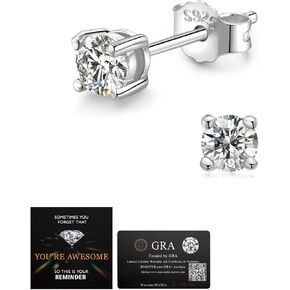 Moissanite Stud أقراط للنساء Men D Color VVS1 Clarity Round Cut Lab الذي تم إنشاؤه Diamond 925 Sterling Silver 18k مجوهرات مطلية بالذهب الأبيض
