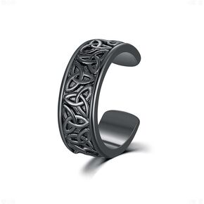 Celtic Ear Cuffs for Men Non Piercing 925 Sterling Silver Ear Cuff Earrings for Women Unisex Black Viking Earrings Cuffs