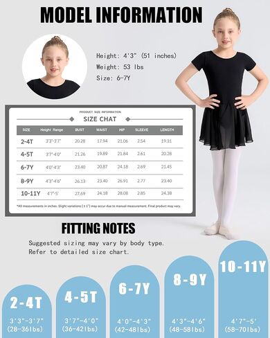Ballet Leotards for Girls Ballet Dress for Toddler Dance Leotard Outfit with Short Sleeve, 2T-11Y in Saudi Arabia
