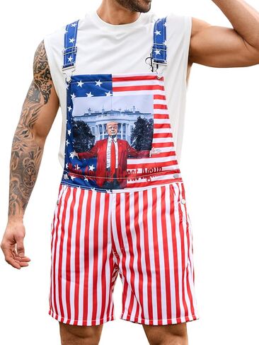Bindefon Bibs Overalls Men Adjustable Straps Coveralls Shorts Printed Jumpsuit Male Romper in Kuwait