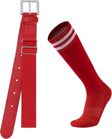AWAYTR Youth Baseball Socks and Belt -Kids Baseball Belt for Boys Girs Softball in Saudi Arabia
