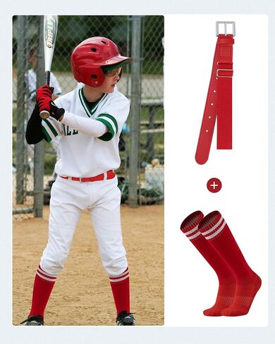 AWAYTR Youth Baseball Socks and Belt -Kids Baseball Belt for Boys Girs Softball in Saudi Arabia