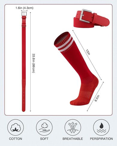 AWAYTR Youth Baseball Socks and Belt -Kids Baseball Belt for Boys Girs Softball in Saudi Arabia