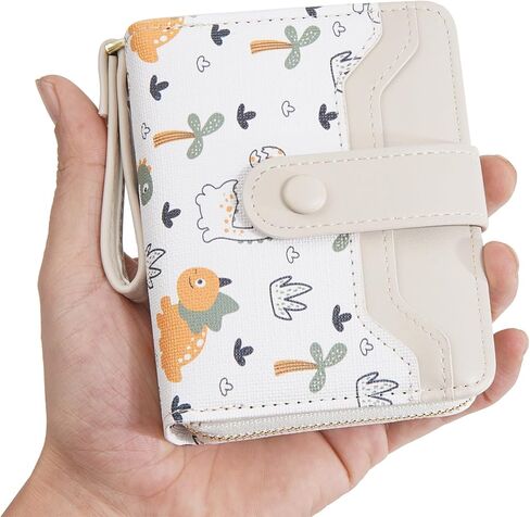 Belsmi Compact Small Leather Wallet, Dinosaur Print, For Women/Girls, Mini Bifold (Pink) in Kuwait