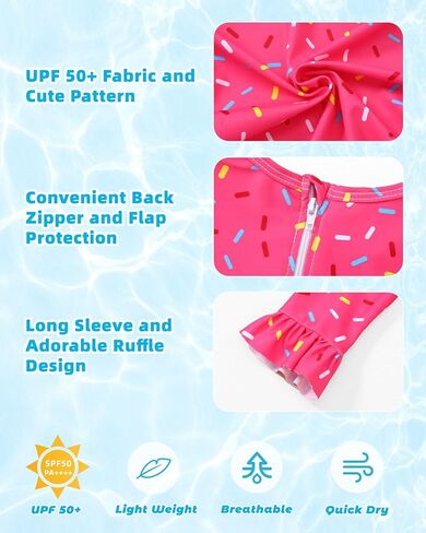 فتيات قطعة واحدة للسباحة طويلة الأكمام شكش سحاب بدلة السباحة لطيف الأطفال upf 50+ rashguard ملابس السباحة 1-6 سنوات in Kuwait