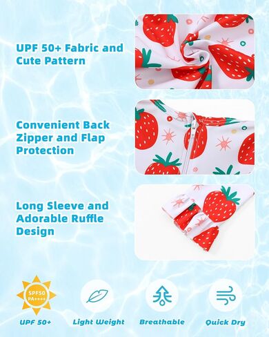 فتيات قطعة واحدة للسباحة طويلة الأكمام شكش سحاب بدلة السباحة لطيف الأطفال upf 50+ rashguard ملابس السباحة 1-6 سنوات in Kuwait