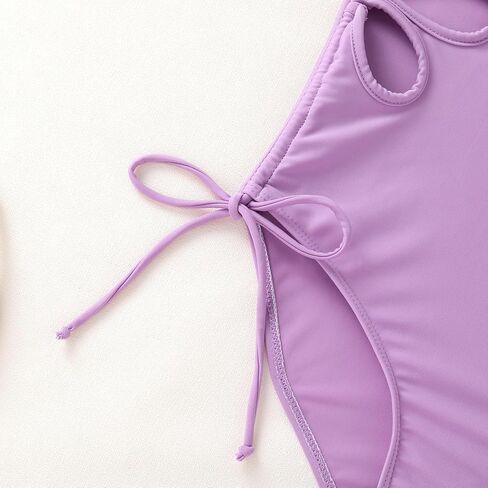 Girls Swimsuit One Piece Bathing Suit Adjustable Straps Solid Color Cut Out Butterfly Girls' Swimwear for 7-14Y in Kuwait