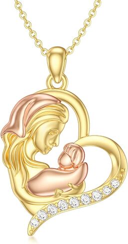 Mothers Day Gift for Mom,14K Real Gold Mom Heart Necklace for Women Wife Mom Grandma,Yellow Gold I Love You Mom Pendant Necklace Jewelry Gift for Mothers Day 16+1+1 inch in Saudi Arabia