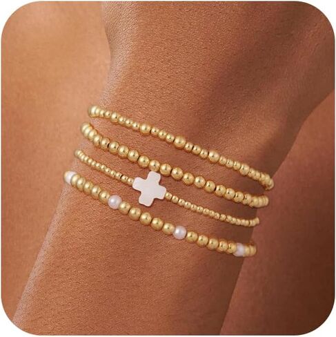 Bracelets for Women, Waterproof 14K Gold/Silver Plated Stackable Bracelets for Women Non Tarnish Trendy Dainty Paperclip Figaro Box Herringbone Hand Chain Bracelet Pack Stack Adjustable Jewelry for Women in Saudi Arabia