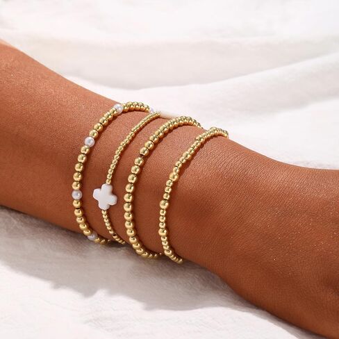 Bracelets for Women, Waterproof 14K Gold/Silver Plated Stackable Bracelets for Women Non Tarnish Trendy Dainty Paperclip Figaro Box Herringbone Hand Chain Bracelet Pack Stack Adjustable Jewelry for Women in Saudi Arabia