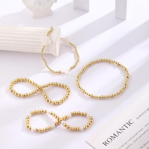 Bracelets for Women, Waterproof 14K Gold/Silver Plated Stackable Bracelets for Women Non Tarnish Trendy Dainty Paperclip Figaro Box Herringbone Hand Chain Bracelet Pack Stack Adjustable Jewelry for Women in Saudi Arabia