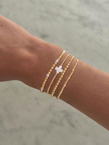 Bracelets for Women, Waterproof 14K Gold/Silver Plated Stackable Bracelets for Women Non Tarnish Trendy Dainty Paperclip Figaro Box Herringbone Hand Chain Bracelet Pack Stack Adjustable Jewelry for Women in Saudi Arabia
