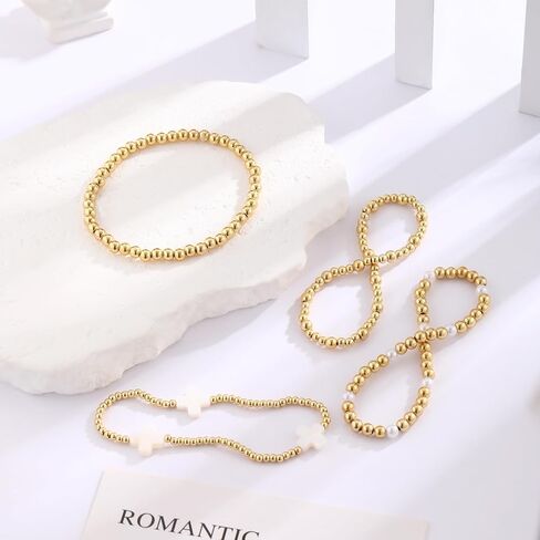 Bracelets for Women, Waterproof 14K Gold/Silver Plated Stackable Bracelets for Women Non Tarnish Trendy Dainty Paperclip Figaro Box Herringbone Hand Chain Bracelet Pack Stack Adjustable Jewelry for Women in Saudi Arabia