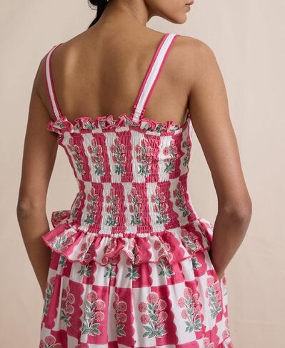 Women Summer Boho Tie Shoulder Dress Y2k Floral Smocked Flowy Long Dress Ruffle Tiered Beach Vocation Sundress in Kuwait