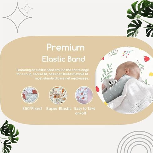 4 Pack Bassinet Fitted Sheets Compatible with 19" x 33" Koolababy, Cowiewie and IKOMZY Baby Bassinet, Soft and Skin-Friendly, Mint Green and Color Rainbow in Kuwait