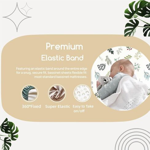 4 عبوات من ملاءات السرير المجهزة المتوافقة مع سرير الأطفال Koolababy مقاس 19 بوصة × 33 بوصة وCowiewie وIKOMZY، ناعم وصديق للبشرة، أخضر نعناعي ولون قوس قزح in Saudi Arabia
