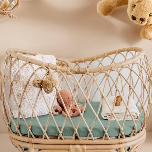 4 عبوات من ملاءات السرير المجهزة المتوافقة مع سرير الأطفال Koolababy مقاس 19 بوصة × 33 بوصة وCowiewie وIKOMZY، ناعم وصديق للبشرة، أخضر نعناعي ولون قوس قزح in Saudi Arabia