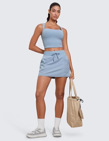 CRZ YOGA Lightweight High Waisted Skirts for Women Golf Casual Athletic Drawstring Skort with Side Pockets in Saudi Arabia