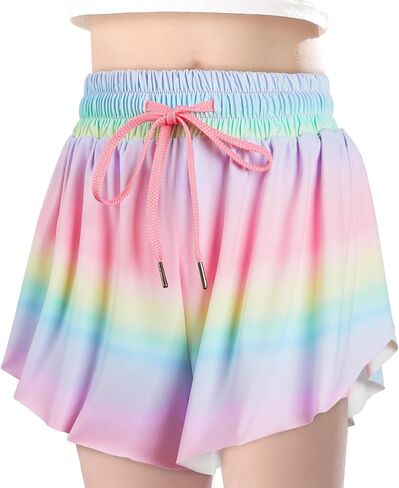 Butterfly Shorts Girls Flowy Athletic Shorts 2-in-1 Skorts for Teen Girl Skirt Clothes for Tennis Cheer Soccer in Saudi Arabia