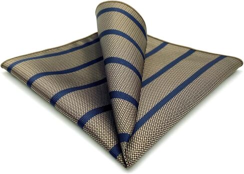 S&W SHLAX&WING Pinstripe Stripes Pocket Square for Men Blue Brown Satin for Gift in Saudi Arabia