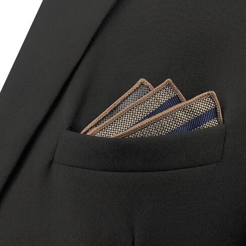 S&W SHLAX&WING Pinstripe Stripes Pocket Square for Men Blue Brown Satin for Gift in Saudi Arabia