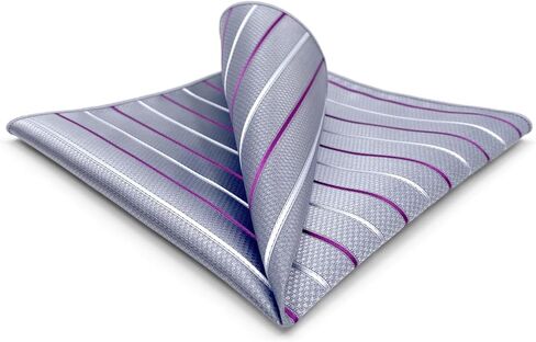 S&W SHLAX&WING Pinstripe Stripes Pocket Square for Men Blue Brown Satin for Gift in Saudi Arabia