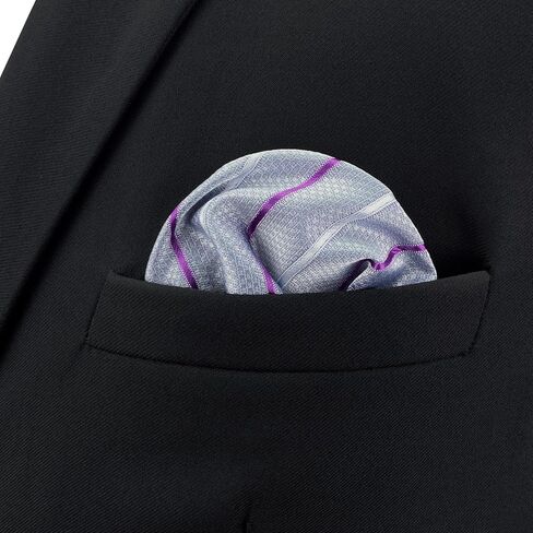 S&W SHLAX&WING Pinstripe Stripes Pocket Square for Men Blue Brown Satin for Gift in Saudi Arabia