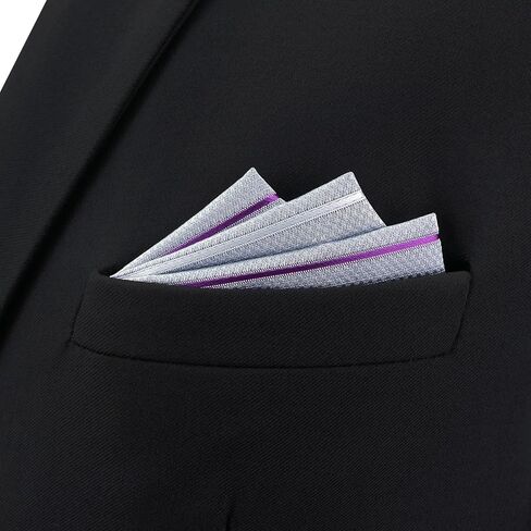 S&W SHLAX&WING Pinstripe Stripes Pocket Square for Men Blue Brown Satin for Gift in Saudi Arabia