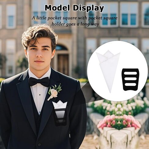Cotton Handkerchiefs for Men, Mens Handkerchiefs Men's Pocket Square with Holder for Wedding Party Celebration Prom in Kuwait