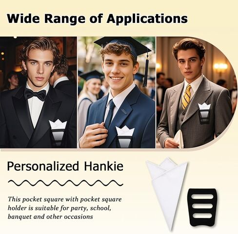 Cotton Handkerchiefs for Men, Mens Handkerchiefs Men's Pocket Square with Holder for Wedding Party Celebration Prom in Kuwait