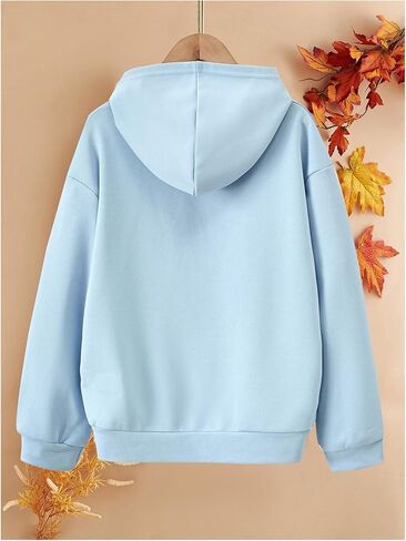 SweatyRocks Girl's Sweatshirt Hoodies Cute Letter Graphic Long Sleeve Drop Shoulder Pullover Tops in Kuwait