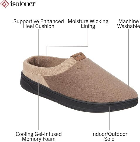 isotoner Men's Microterry Jake Clog Slipper-with Gel Infused Memory Foam in Saudi Arabia