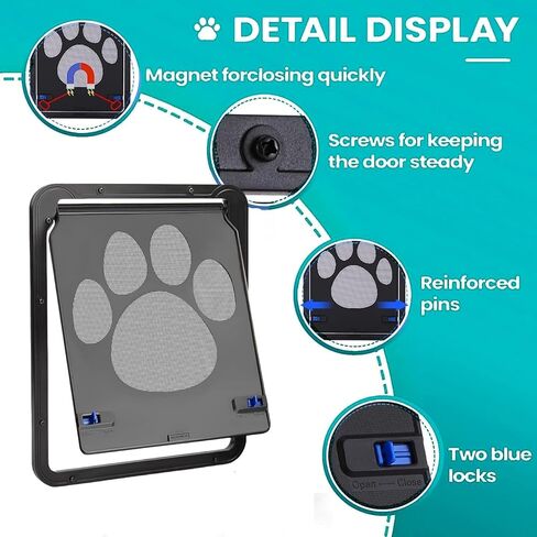 Kagoty Cat Door for Screen Door, Small Dog Screen Door, Magnetic Flap Doggy Door for Sliding Door, Lockable Cat Screen Door, 10"*8"*0.5 Inch in Saudi Arabia