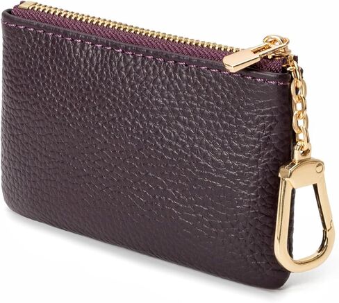 Full Grain Leather Coin Purse with Key Chain - Small Change Purse Keychain Card Holder Keychain Pouch Small Keychain Wallet for Women and Men (Brown) in Kuwait