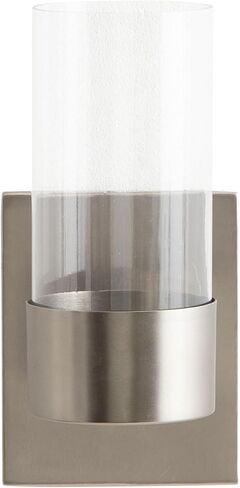 Kate and Laurel Zabler Modern Metal Wall Sconce, 5 x 6 x 10, Antique Nickel, Round Candle Holder with Removable Glass Cylinder for Flameless Candle Display in Bedroom or Bathroom in Saudi Arabia