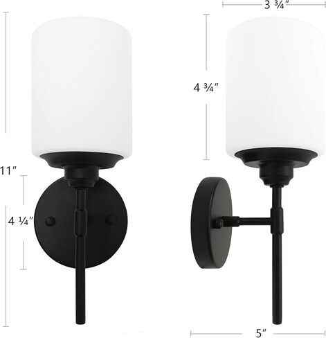 MONKFISH Modern Black Wall Sconce with Frosted Glass Shade UL Listed Bathroom Vanity Light, Bedroom Wall Lamp for Hallway, Living Room (E26 Base) in Saudi Arabia