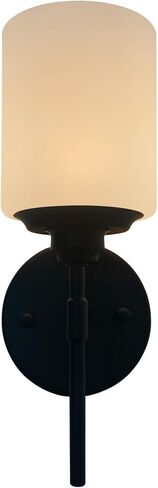 MONKFISH Modern Black Wall Sconce with Frosted Glass Shade UL Listed Bathroom Vanity Light, Bedroom Wall Lamp for Hallway, Living Room (E26 Base) in Saudi Arabia