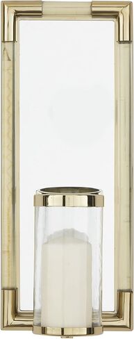 Deco 79 Stainless Steel Metal Geometric Pillar Wall Sconce with Mirror Backing, 9" x 6" x 20", Silver in Saudi Arabia
