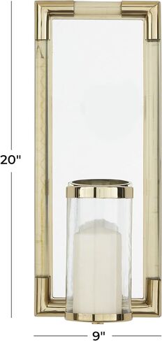 Deco 79 Stainless Steel Metal Geometric Pillar Wall Sconce with Mirror Backing, 9" x 6" x 20", Silver in Saudi Arabia