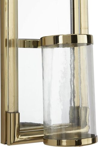 Deco 79 Stainless Steel Metal Geometric Pillar Wall Sconce with Mirror Backing, 9" x 6" x 20", Silver in Saudi Arabia