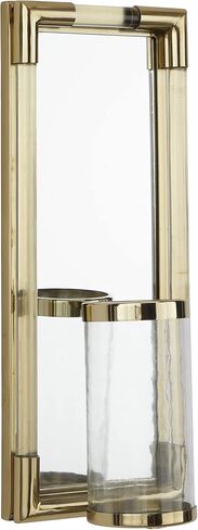 Deco 79 Stainless Steel Metal Geometric Pillar Wall Sconce with Mirror Backing, 9" x 6" x 20", Silver in Saudi Arabia