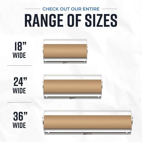 موزع وقطاعة ورق لف - حامل ورق ملفوف بطول 45.72 سم - موزع ورق رائع للجزار أو قطاعة ورق لف أو حامل ورق الحرف اليدوية أو حامل لفة الفينيل - قابل للتركيب على الحائط in Kuwait