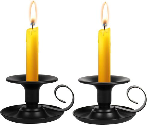 حاملي الشموع - 2pcs Retro Iron Taper Holder Centerlder Centerples for Wedding ، Party ، عيد الميلاد ، ديكور الطاولة المنزلية (Black ، 2pcs) in Kuwait