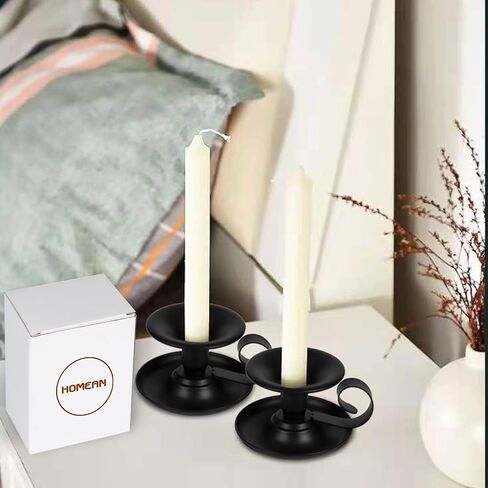 حاملي الشموع - 2pcs Retro Iron Taper Holder Centerlder Centerples for Wedding ، Party ، عيد الميلاد ، ديكور الطاولة المنزلية (Black ، 2pcs) in Kuwait
