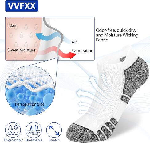 Women's Ankle Athletic Moisture Wicking Socks Running Short Thick Breathable Cushioned Low Cut Tab Sports Socks 6 Pairs in Saudi Arabia