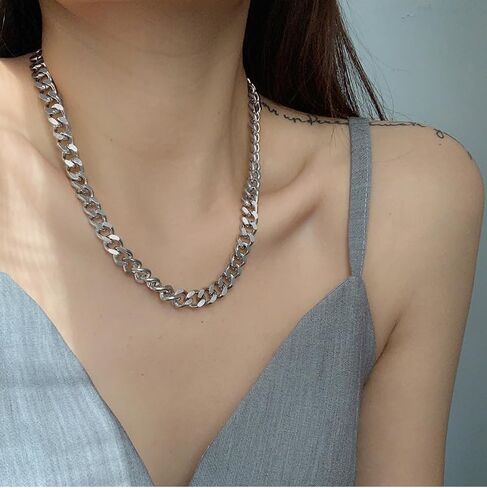 FEEL STYLE Chunky Cuban Link Chain for Men Women - Stainless Steel Gold Chain Necklace for Women Men - Dainty 18K Gold Silver Choker Thick Trendy Punk Hip Hop Cuban Chain Jewelry 8mm/12mm/16mm in Kuwait