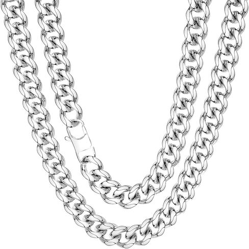 FEEL STYLE Chunky Cuban Link Chain for Men Women - Stainless Steel Gold Chain Necklace for Women Men - Dainty 18K Gold Silver Choker Thick Trendy Punk Hip Hop Cuban Chain Jewelry 8mm/12mm/16mm in Kuwait